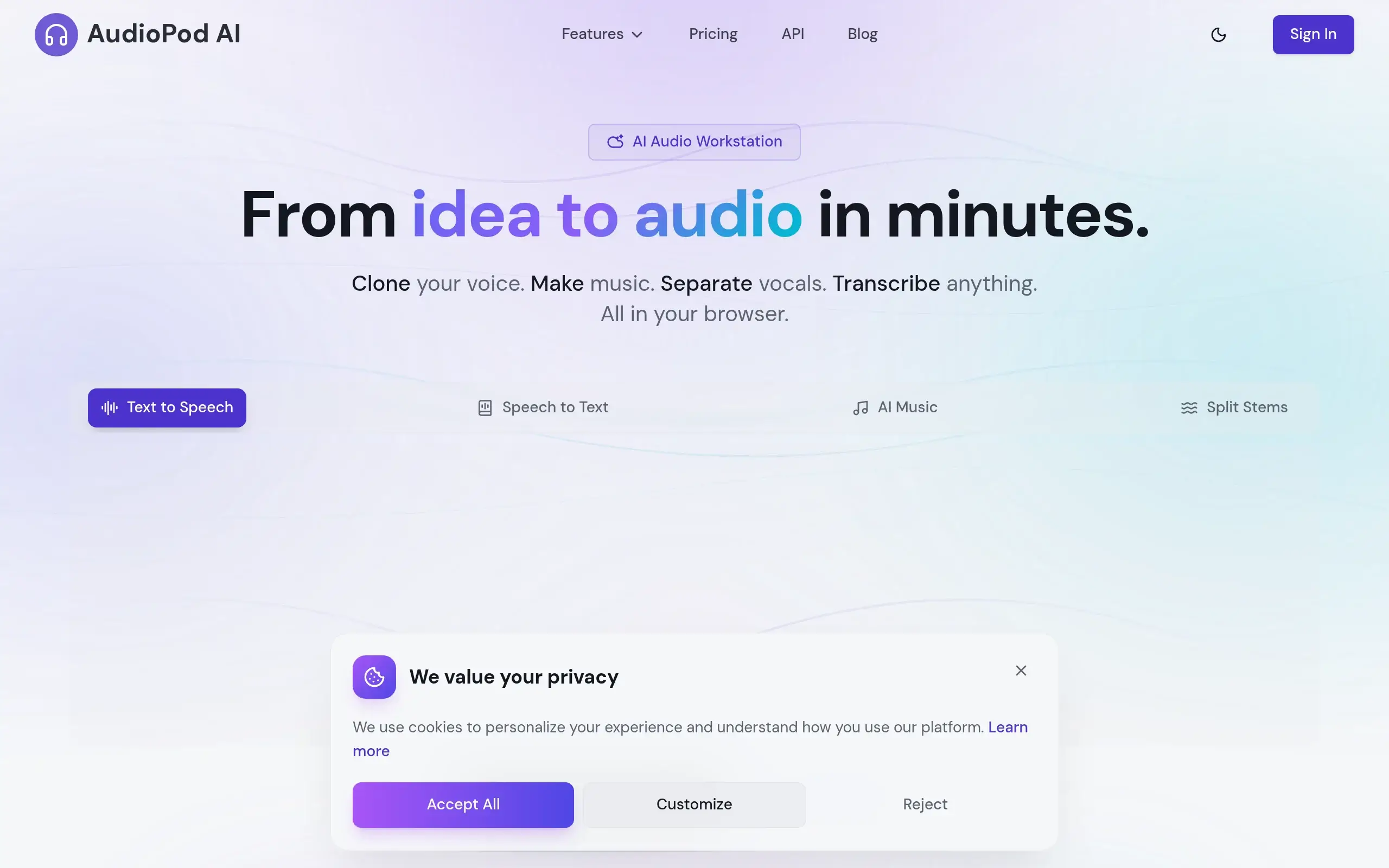 AudioPod AI Screenshot