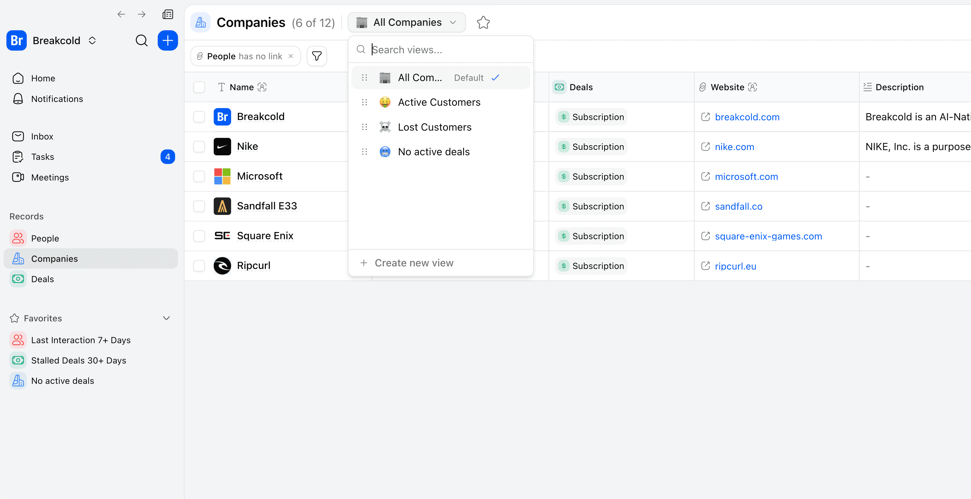 Breakcold CRM Screenshot