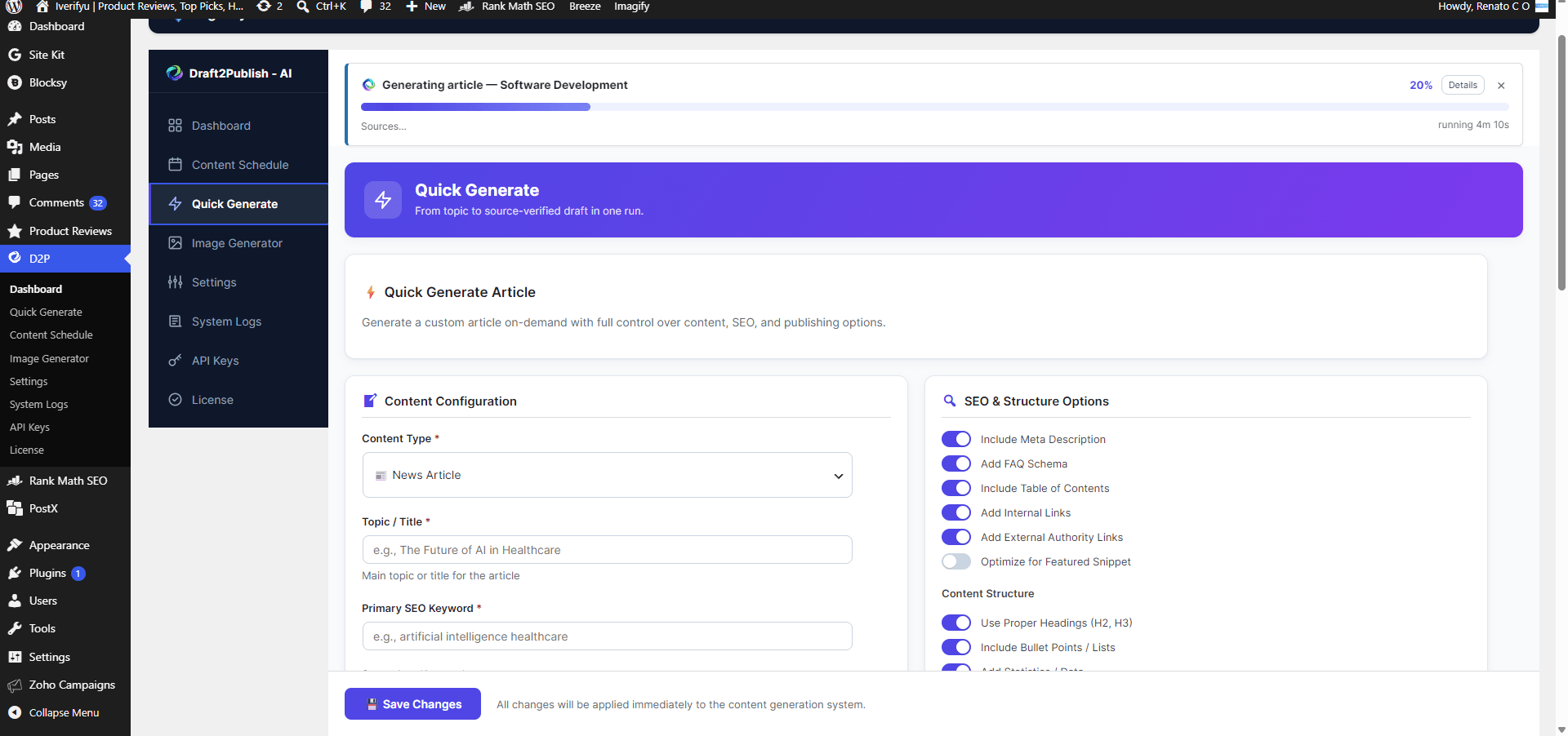 Draft2Publish Screenshot