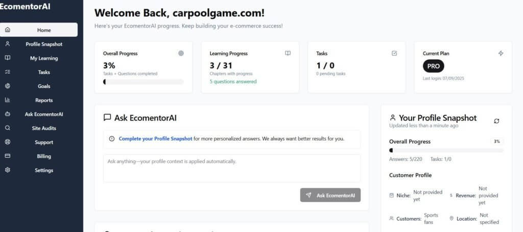 EcomentorAI Screenshot