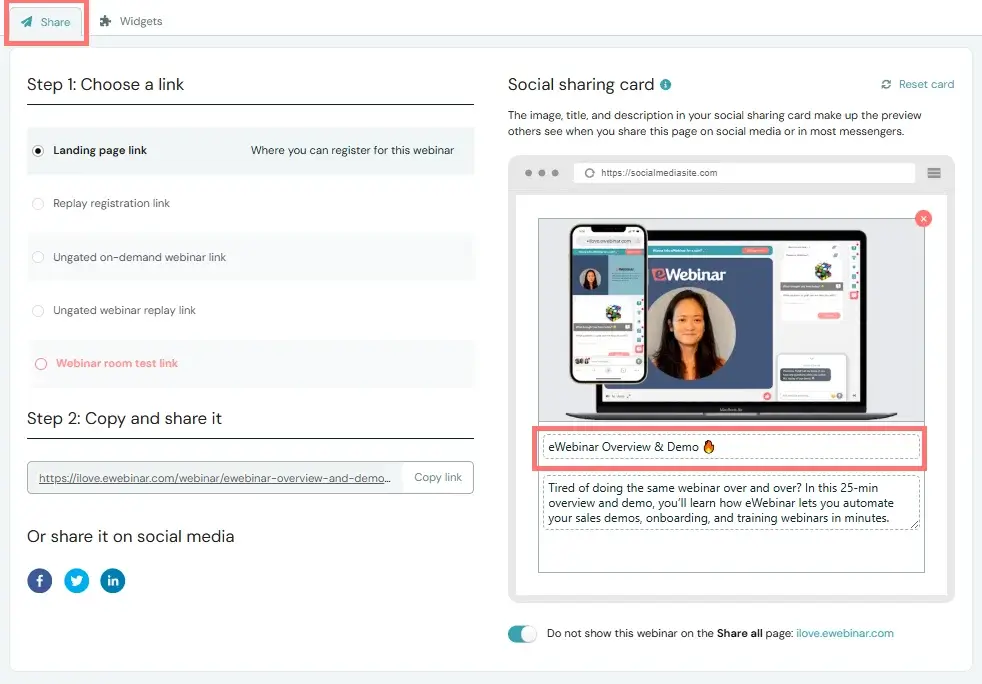 eWebinar Screenshot