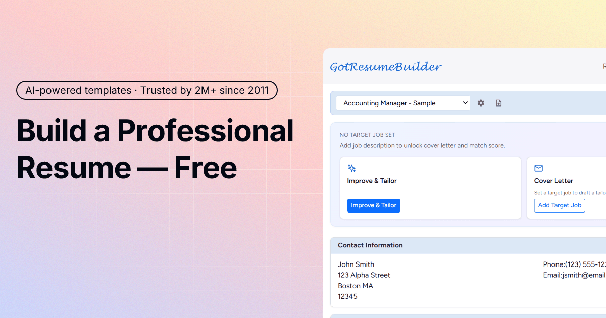 Got Resume Builder Screenshot
