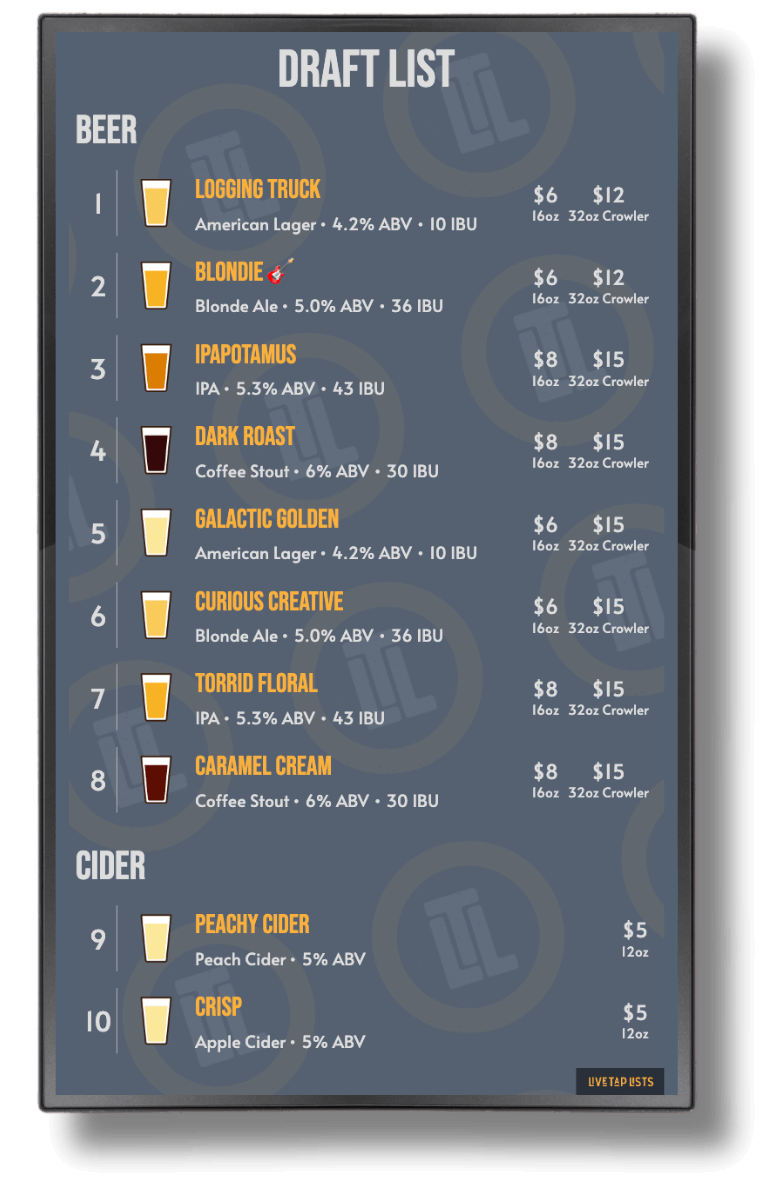 Live Tap Lists Screenshot