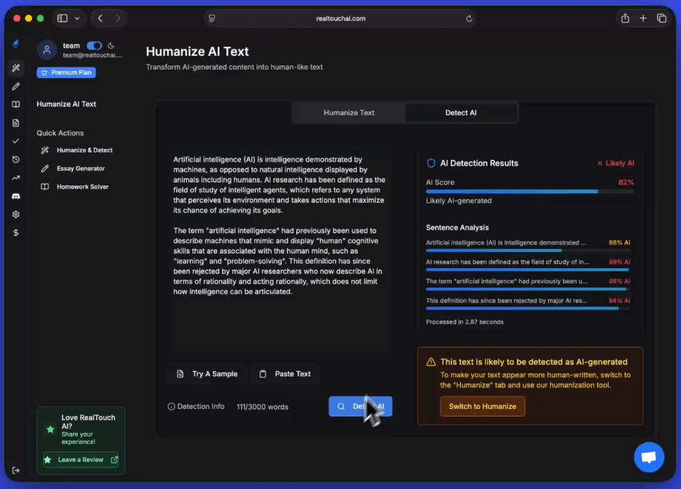 RealTouch AI Screenshot