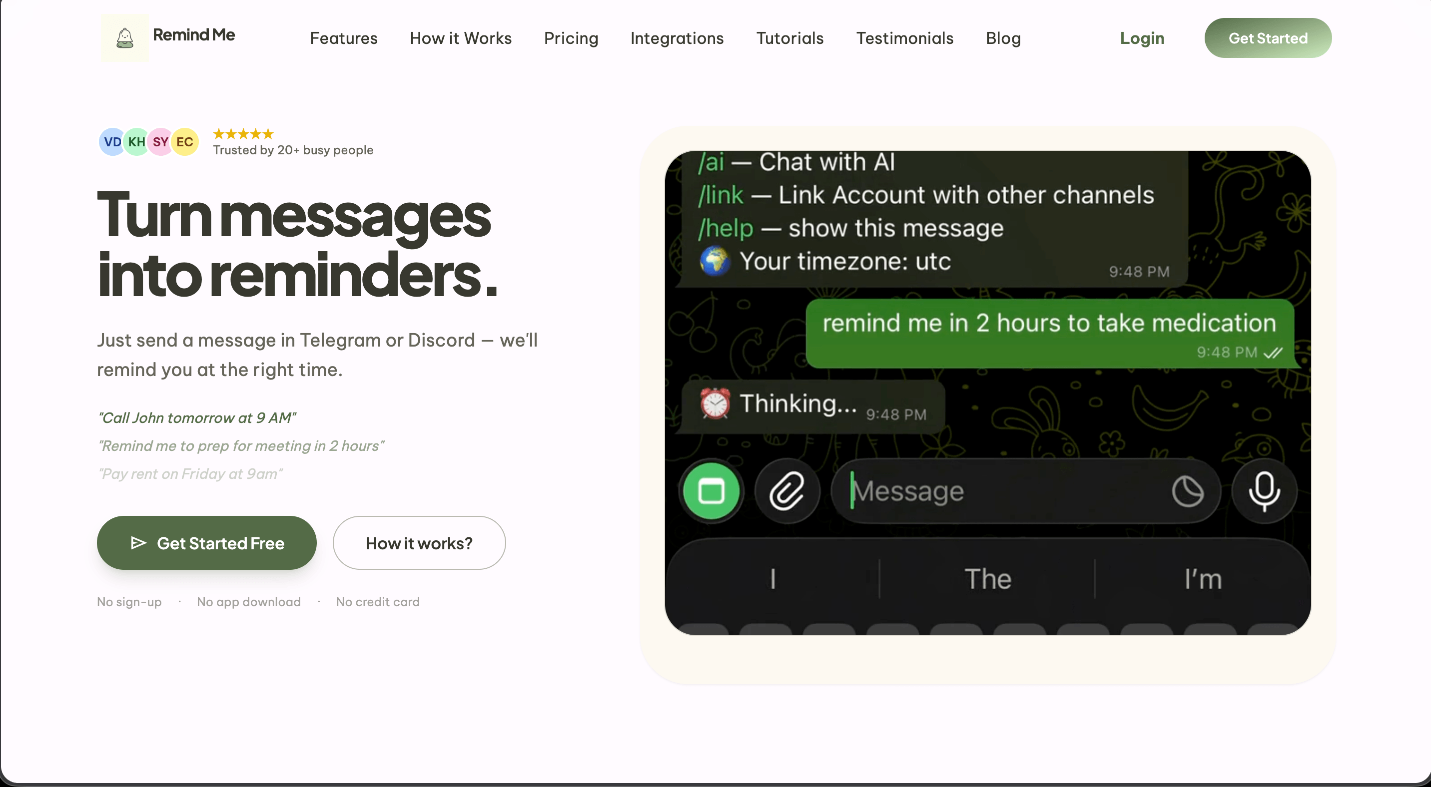 Remind Me Bot Screenshot