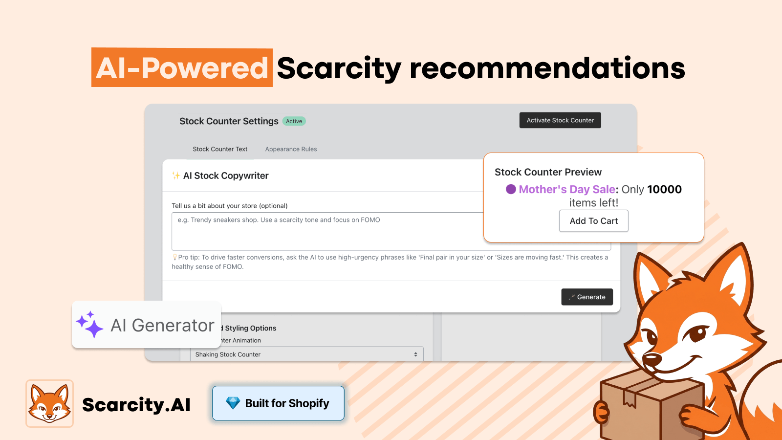 Scarcity AI Stock Counter Screenshot