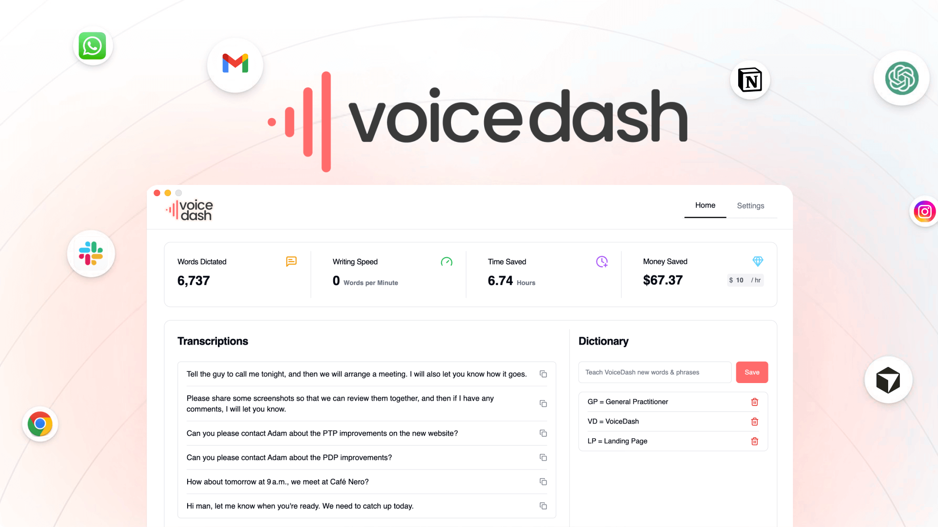 VoiceDash Screenshot
