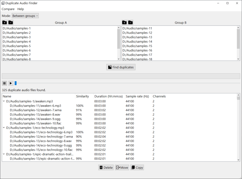 Duplicate Audio Finder Screenshot