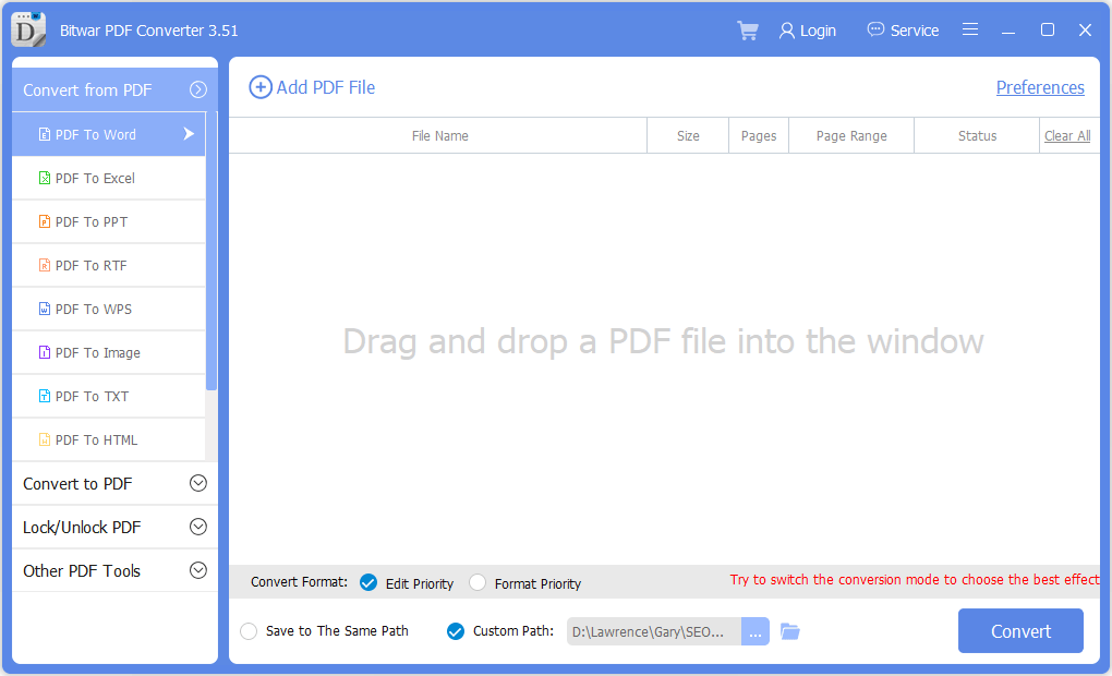 Bitwar PDF Converter Screenshot