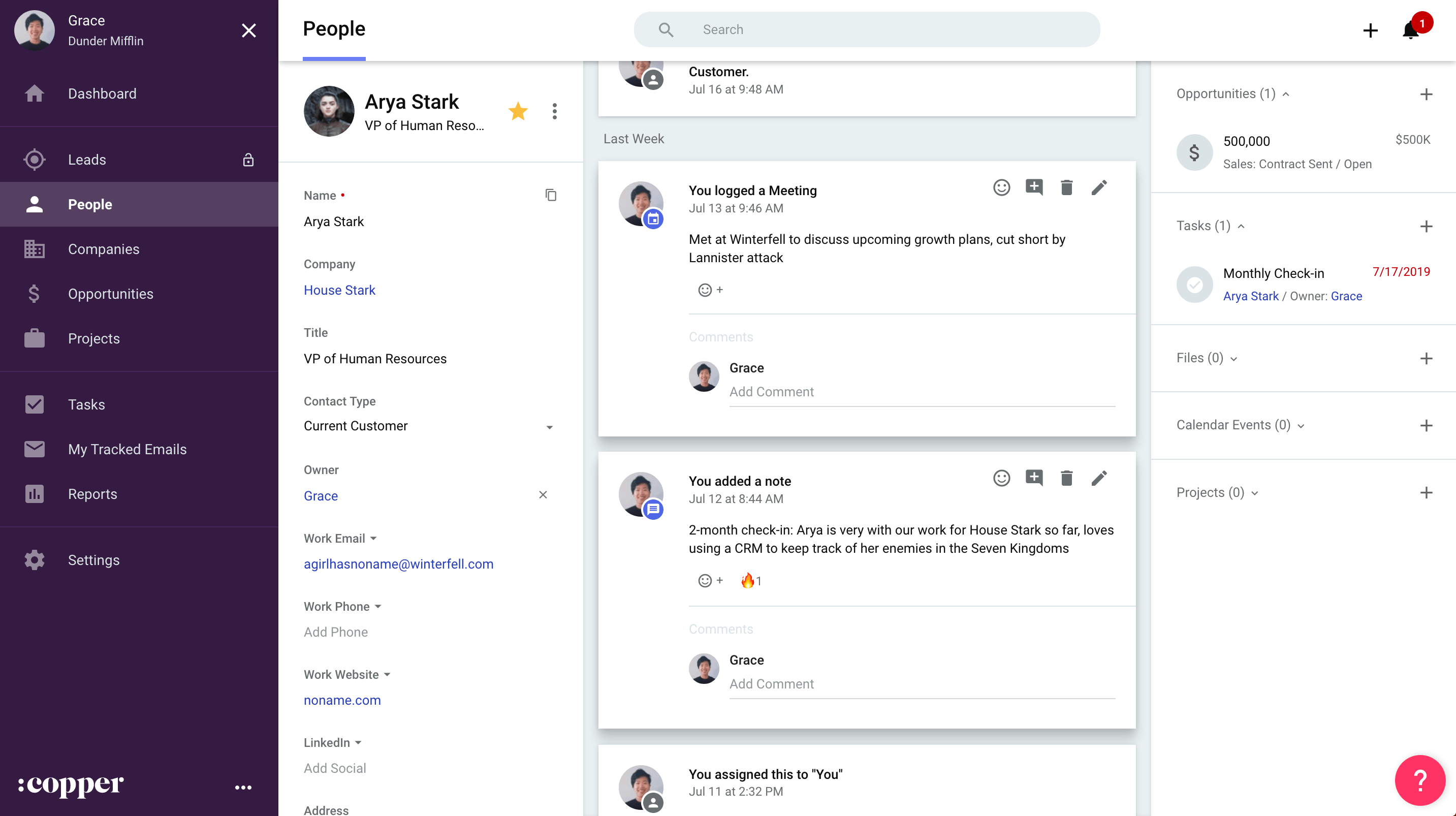 Copper CRM Screenshot