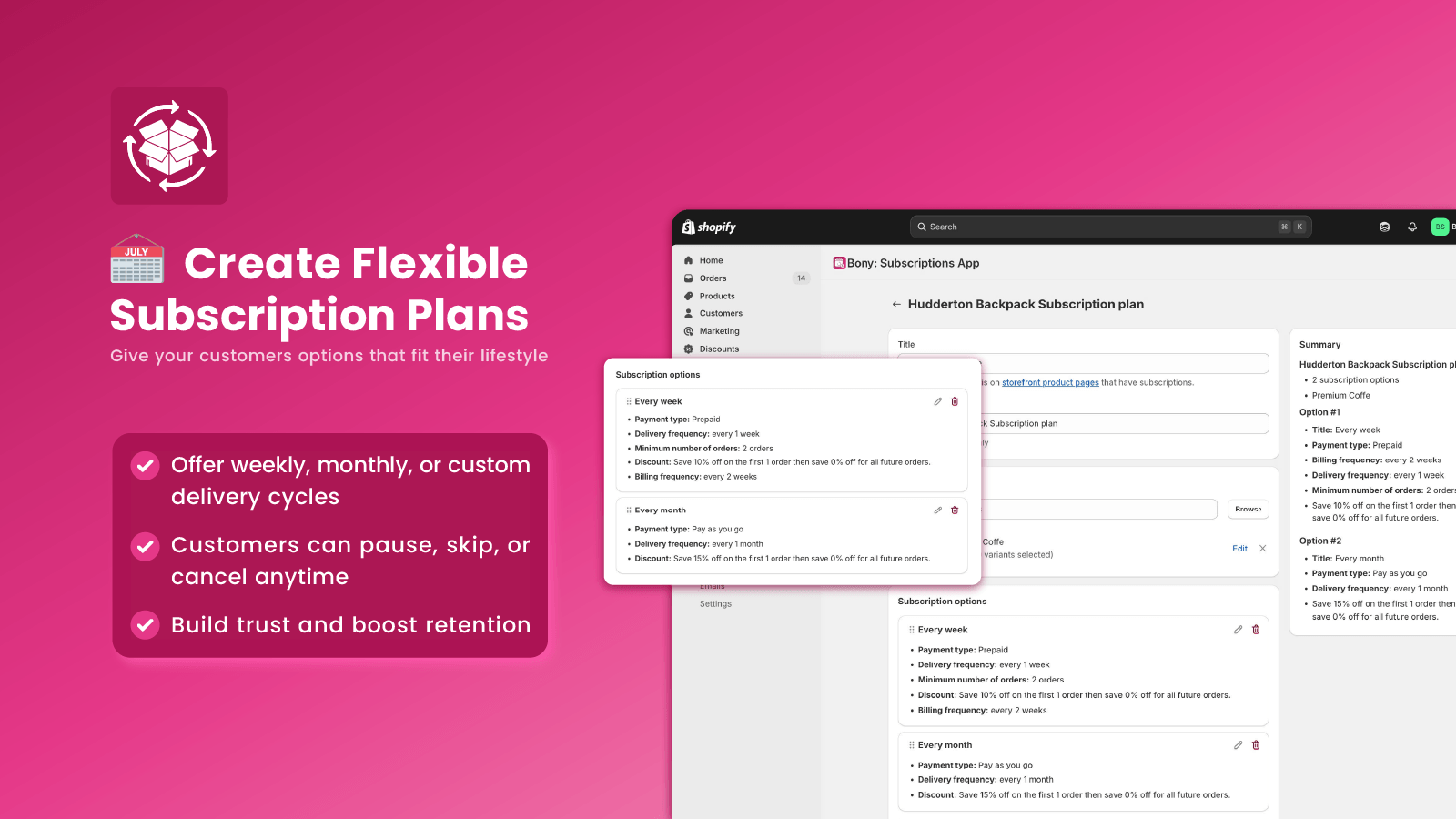 Bony Subscriptions App Screenshot
