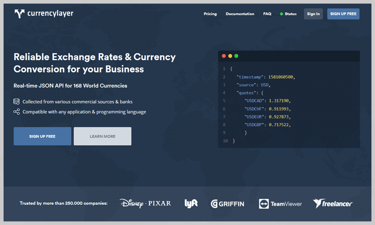 Currencylayer Screenshot