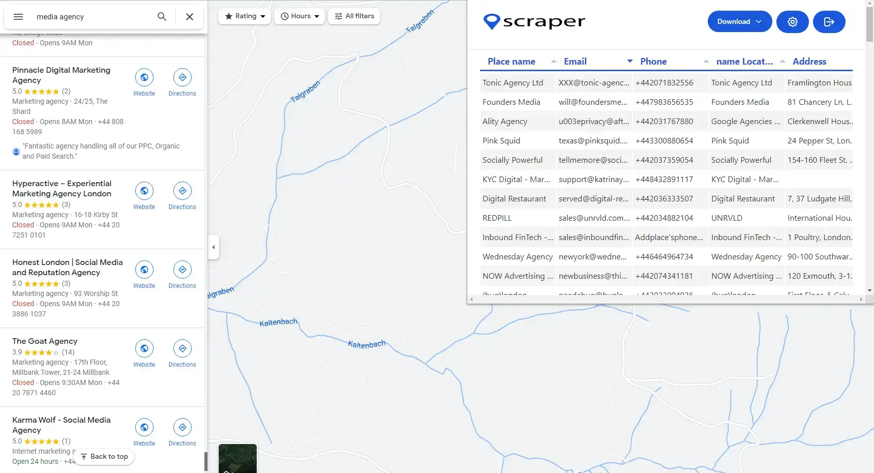 MapsScraper Screenshot