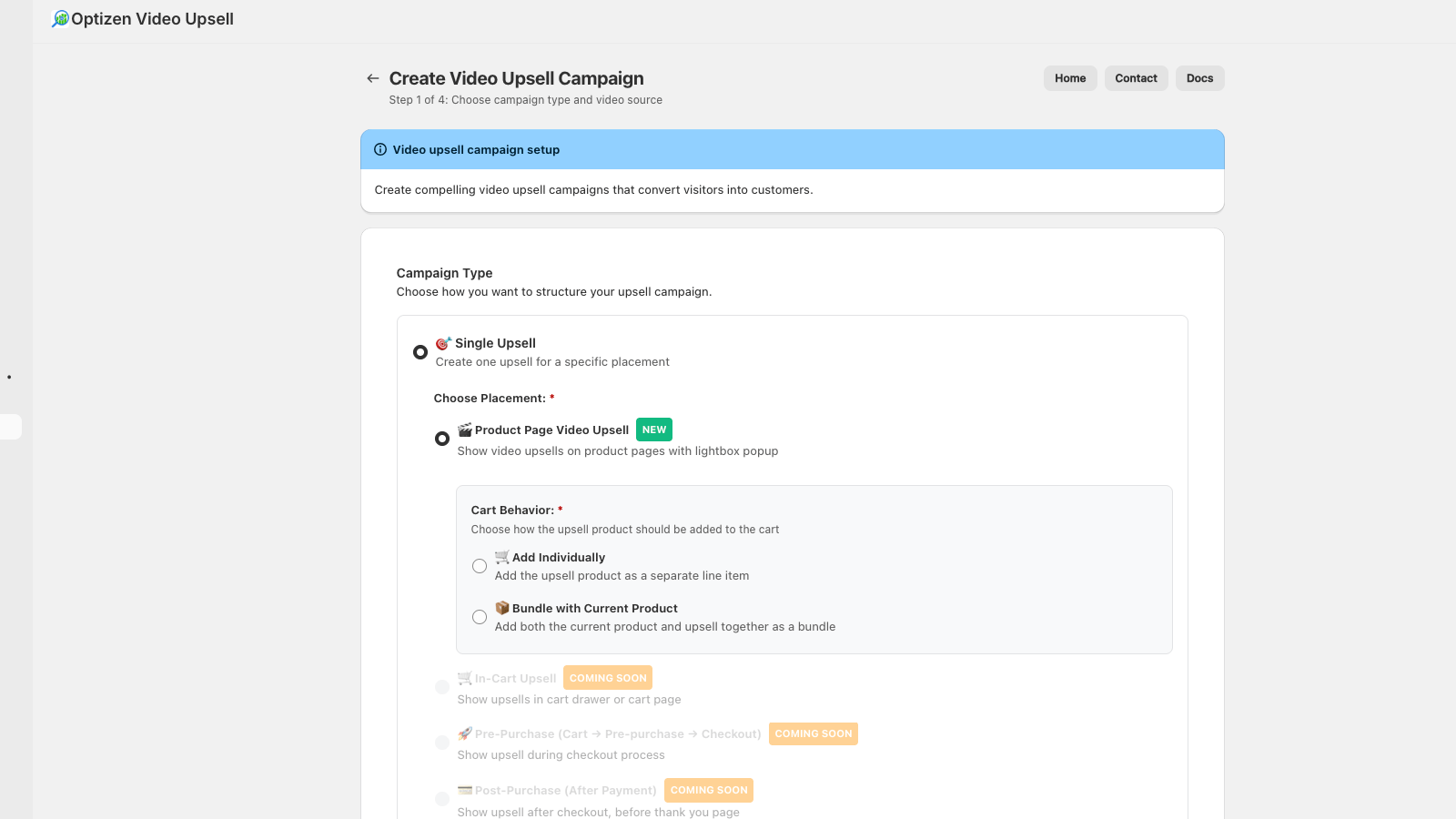 Optizen Video Upsells Screenshot
