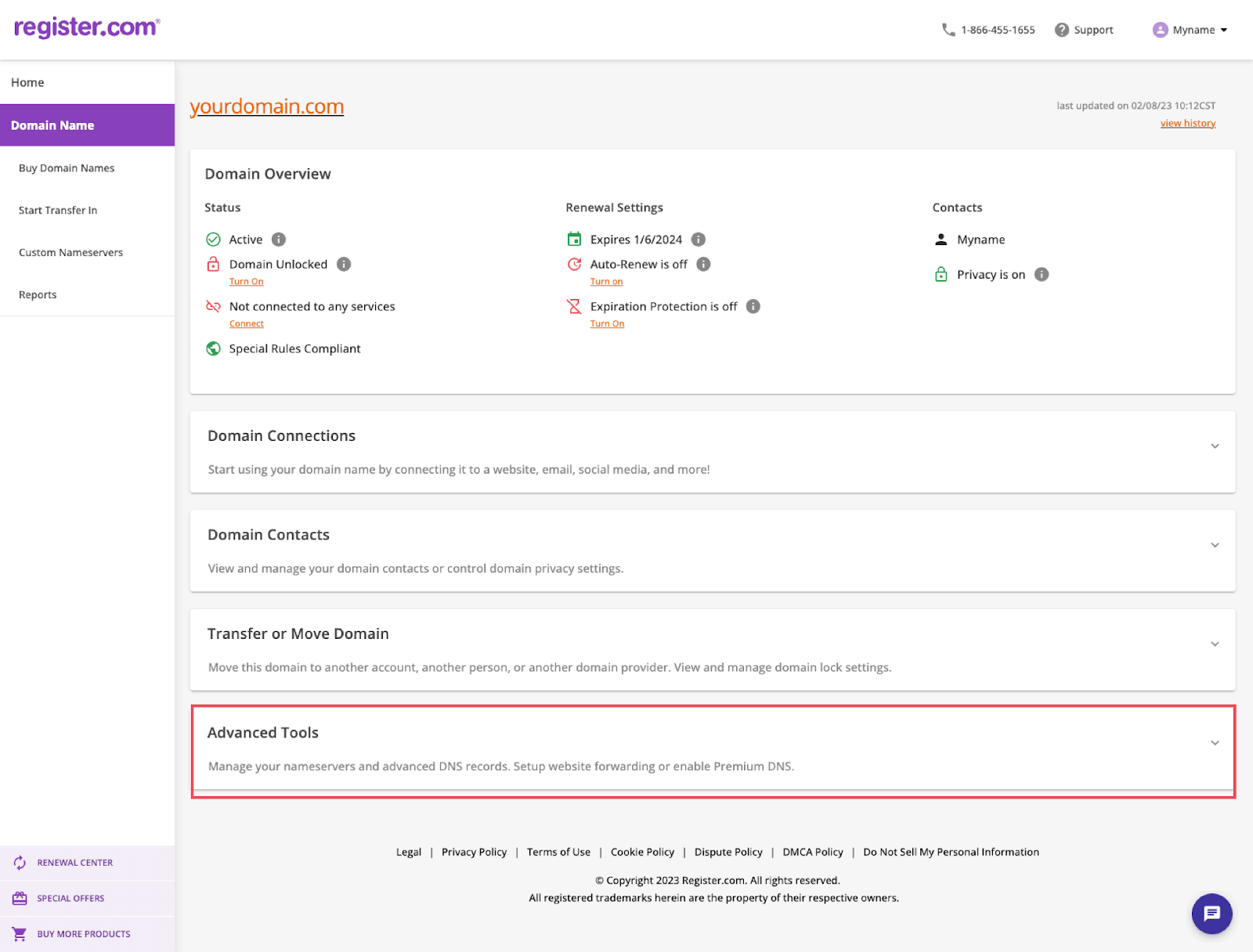 Register.com Screenshot