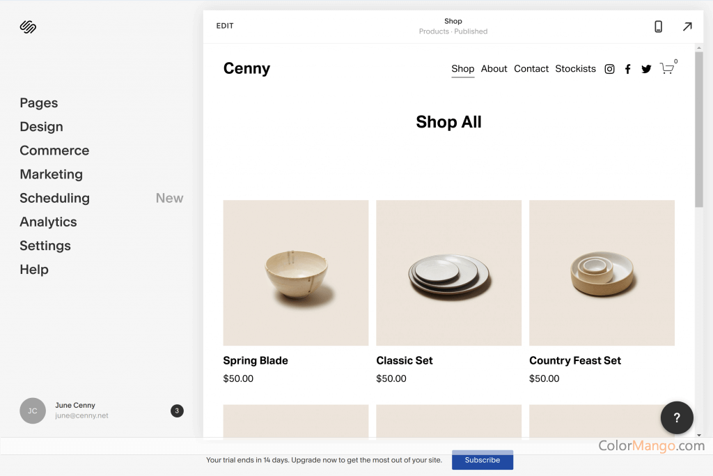 Squarespace Website Builder Screenshot