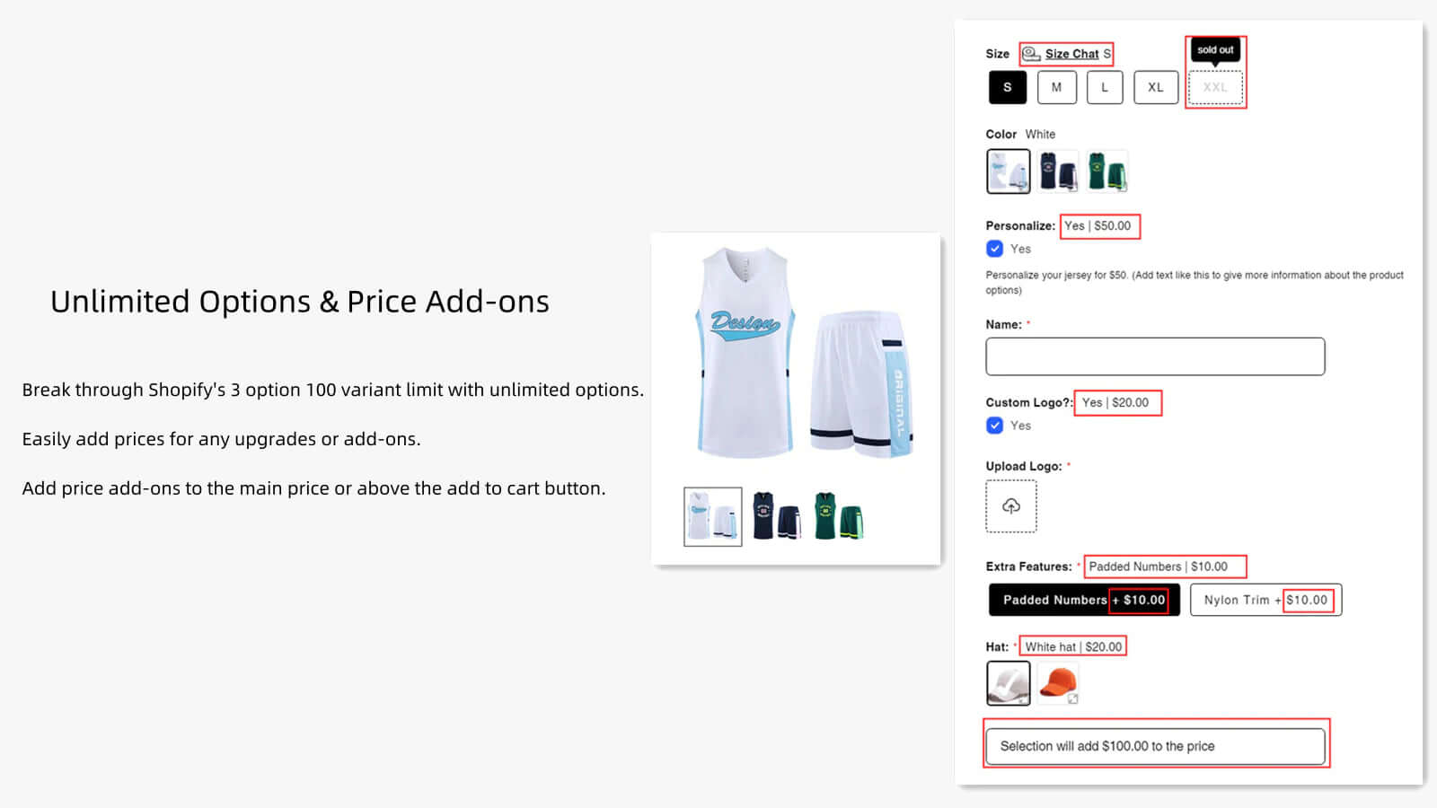 Ymq Product Options & Variants Screenshot