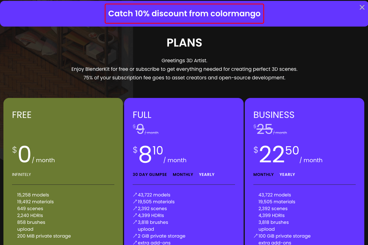 BlenderKit Discount