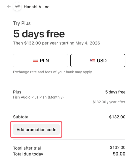 FishAudio Discount