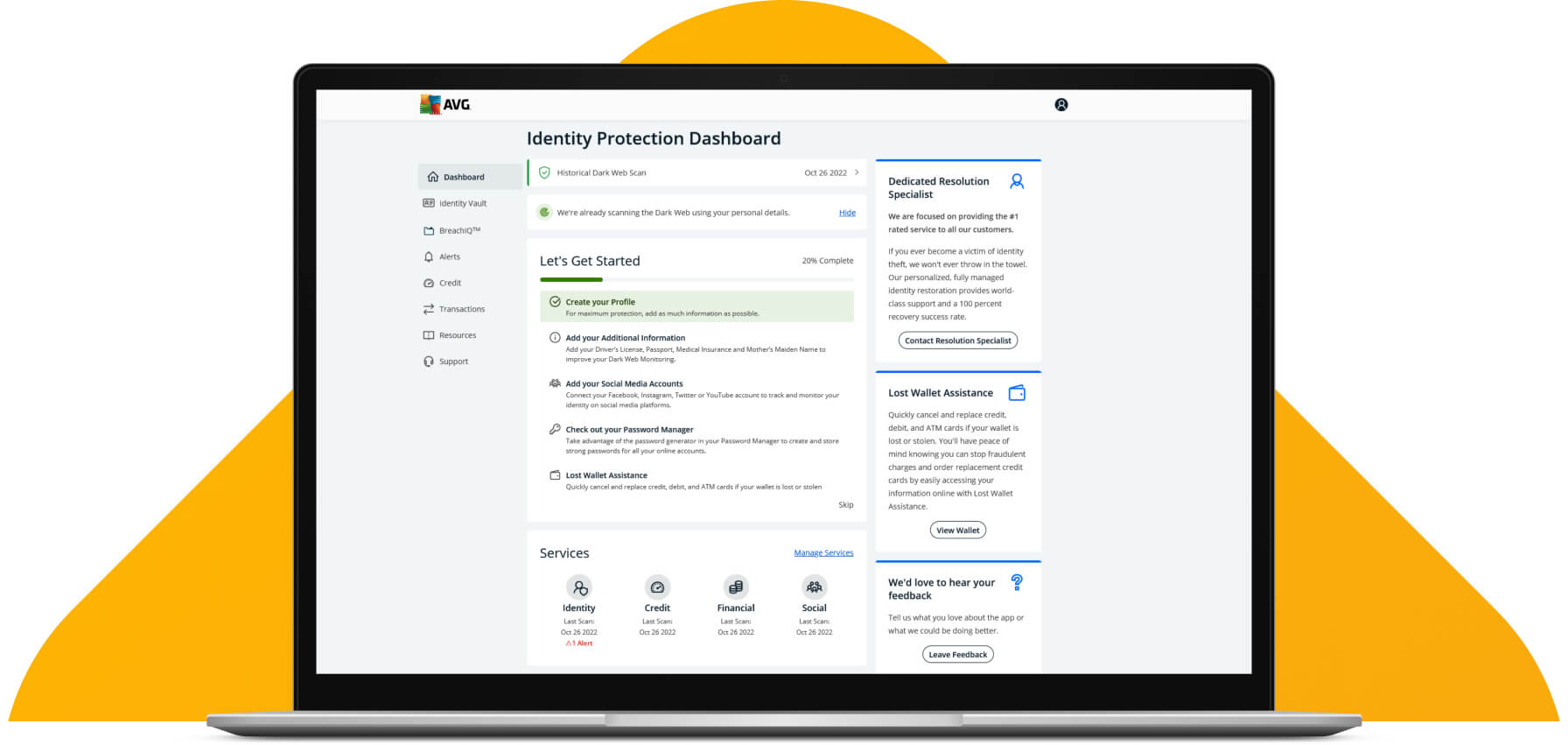 AVG Secure Identity Screenshot