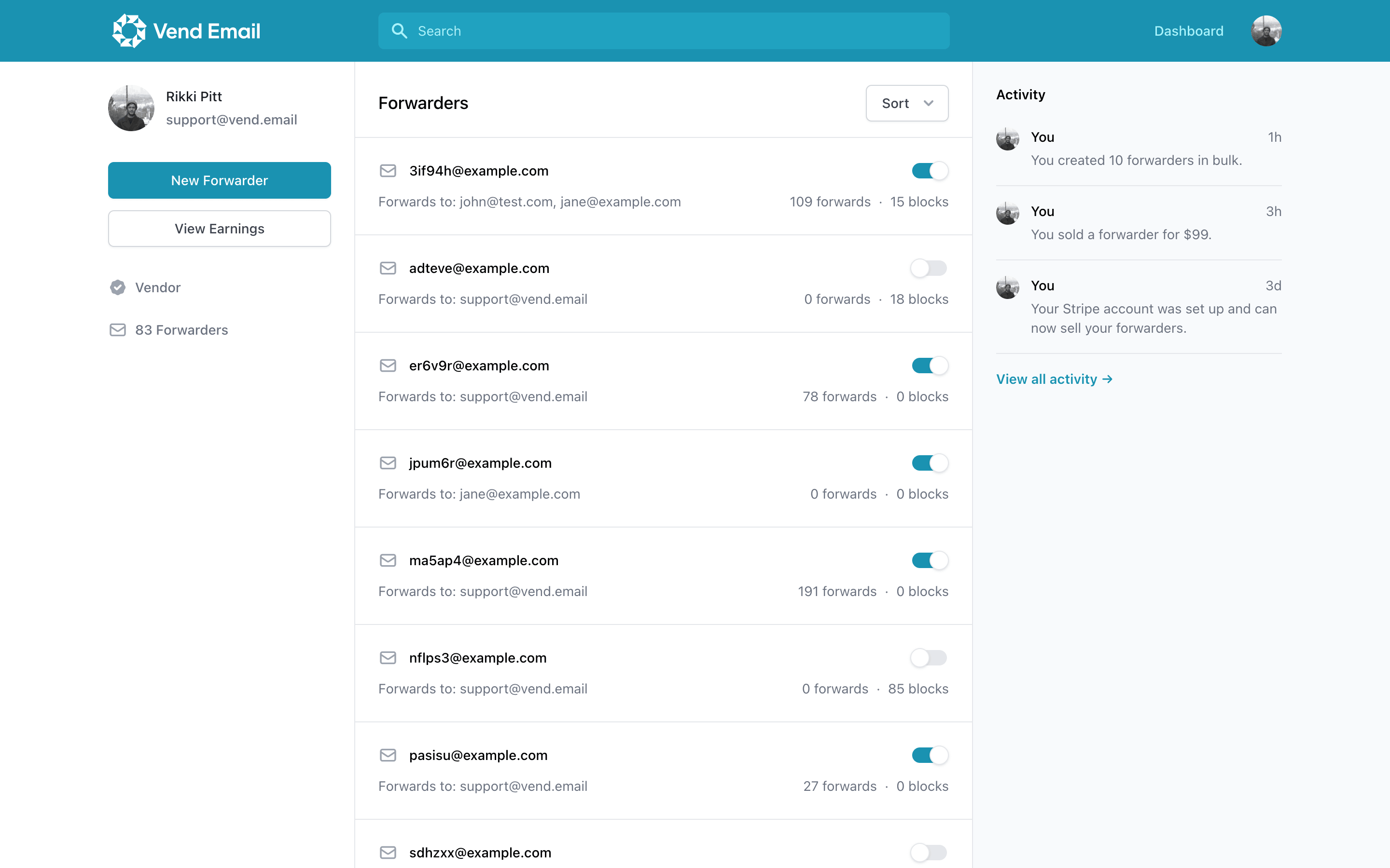 Vend Email Screenshot