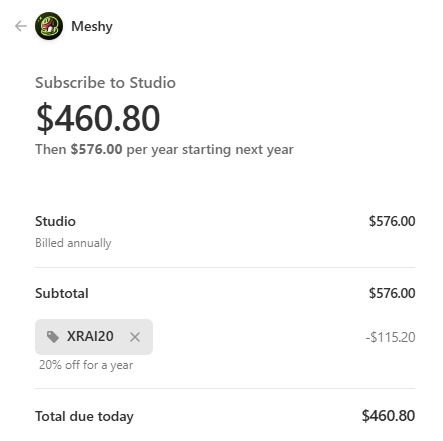 Meshy AI coupon
